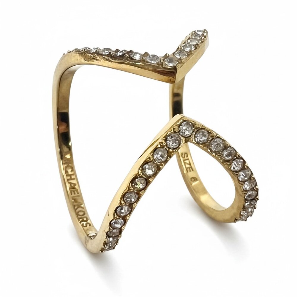 Michael Kors Gold Tone Motif Open Arrow Ring 6